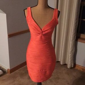Fun bodycon coral party dress